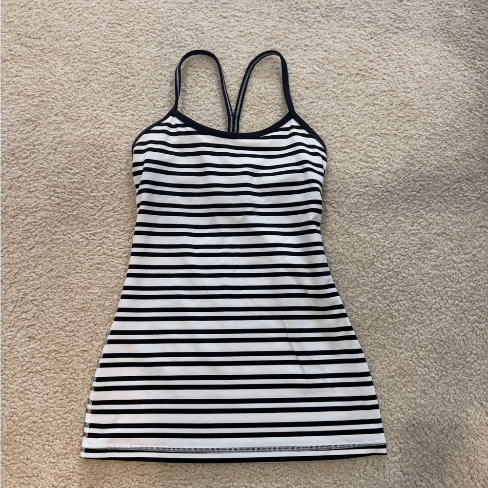 Lululemon Striped Racerback Tank Top - Black & White